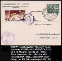 Thale/ (Harz)/ Hexentanzplatz.. 1934 (28.1.) HWSt Auf EF 6 Pf. Wagner (Mi.502 A) + Gez. Raketenmarke: 1/2 RM "1. DEUT-SC - Autres & Non Classés