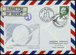 JUGOSLAWIEN 1968 (25.5.) Schw. Maschinen-SSt.: SARAJEVO/JUBILARNA GODINA AAAK (Saturn, Rakete) Rakelen-Label "S RAKETOM/ - Other & Unclassified