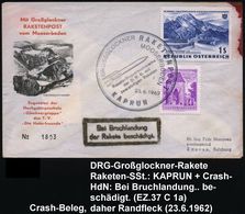 ÖSTERREICH 1962 (23.6.) SSt.: KAPRUN/1/GROSSGLOCKNER RAKETENPOST/MOSERBODEN/Raketenflugversuchsreihe.. (Rakete) + Schw.  - Autres & Non Classés