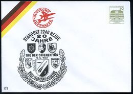 2240 Heide 1987 (9.5.) PU 80 Pf. Burgen, Oliv: 20 JAHRE, TAG DER OFFENEN TÜR, Fla Rak Batl 3.. = Wappen Mit Flab-Rakete  - Andere & Zonder Classificatie