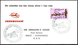 IRAK 1967 (1.1.) 20 F. "Army Day", EF = Raketenwerfer, Sowjet. Typ. "Katyusha" , Erstflug-SSt.: INTERFLUG FIRST FLIGHT B - Andere & Zonder Classificatie