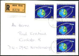 ÖSTERREICH 1993 10 S. "100. Geburtstag Hermann V. Potocnik", Reine MeF , Sauber Gest. + RZ: 8010 Graz/r, Ausl.-R-Bf. (Mi - Sonstige & Ohne Zuordnung