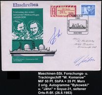 1080 BERLIN 8/ WELTRAUMFLUG/ UdSSR-DDR 1983 (26.8.) Maschinen-SSt = Sowjet. Forschungs- U. Tracking-Schiff "W. Komarow"  - UdSSR