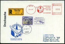 ÖSTERREICH 1969 (23.9.) AFS: WIEN/LUPO../INTERNAT./LUFTPOST-/AUSST./WIEN 1988 = Spce Shuttle (vor Wiener Dom) + 5,50 S.  - USA