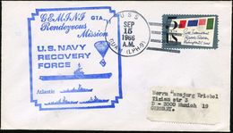 U.S.A. 1966 (15.9.) 1K-BPA.: USS/GUAM (LPH - 9) = Bergungsschiff + Blauer HdN: GEMINI GTA-11.. (Fallschirm, Flugträger-B - Etats-Unis