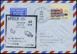 U.S.A. 1969 (24.7.) 1K-BPA (Killer): U S S / CLARK (MCS-2) = Bergungsschiff US-Navy+ Schw. HdN: APOLLO - 11/MANNED/ LUNA - USA