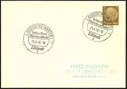 LANDSBERG (WARTHE)/ Schaefers/ Märchenstadt/ Liliput/ A 1938 (23.4.) SSt = Wanderstempel Auf PP 3 Pf. Hindenbg. (blanco) - Circus