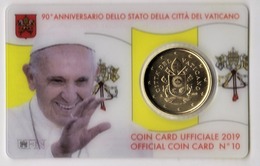 ** 50 CENT VATICAN 2019 SOUS COFFRET EURO CARD N° 10 -  PIECE NEUVE ** - Vatican