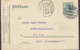 Deutsches Reich Postal Stationery Ganzsache PRIVATE Print ERNST KAUFFMANN, LAHR, BADEN 1907 WIEN Austria - Briefkaarten