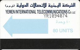 Yemen - Yemen Intl. Telecom. - Autelca - Light Blue Arrow - Cn. YR+7 Digits (dashed), 1990, 80U, Used - Yemen