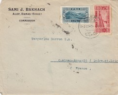 LETTRE DEVANT.  SYRIE. 1925. 4P.  SAMI J.BAKHACH ALEP DAMAS. ALEP POUR CHATEAU-RENAULT   / 2 - Briefe U. Dokumente