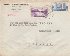 LETTRE.  SYRIE. PAR AVION. 35p.  KHAYAT ESTATES & TRADING C° ALEPPO SYRIA.  ALEP POUR CHATEAU-RENAULT  / 2 - Storia Postale