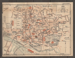 CARTE PLAN 1925 PAU PYRENEES (64) - VÉLODROME PALAIS D'HIVER GARE Du MIDI - Topographical Maps