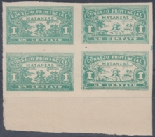 LOC-109 CUBA REVENUE 1c IMPERFORATED. CONSEJO PROVINCIAL DE MATANZAS. BLOCK 4. - Portomarken