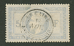 LE CAIRE : 5F EMPIRE (n°33) Défectueux Obl. Cachet à Date LE CAIRE Bau FRANCAIS. Signé CALVES. TB. - Sonstige & Ohne Zuordnung