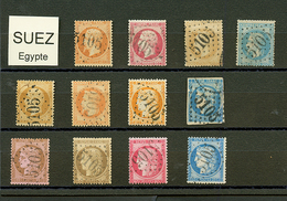 SUEZ : GC 5105 Sur 12 Timbres (n°21, 23, 24, 28, 29, 31, 38, 46, 54, 56, 57, 60). 6 Certificats CALVES. TB, /B Ou Pd. - Otros & Sin Clasificación