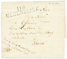 1814 Rare Cachet 118 MEDENBLICK Sur Lettre Avec Ctexte Pour HOORN. RARE. Superbe. - 1792-1815: Conquered Departments