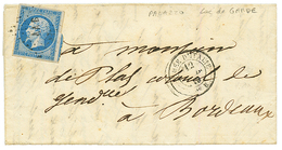 "PALAZZO" : 1859 20c(n°14) TB Margé Obl. AAB + ARMEE D' ITALIE Bau B Sur Lettre Avec Texte Daté "PALAZZO DE LACCO, SSur  - Sellos De La Armada (antes De 1900)