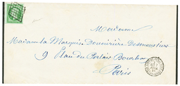 1855 5c VERT FONCE (n°12) TTB Margé + Bord De Feuille Obl. GRILLE Sur IMPRIME Local De PARIS. QUALITE EXCEPTIONNELLE. LU - 1853-1860 Napoleone III
