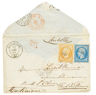 "Tarif BATIMENT De COMMERCE Pour La MARTINIQUE" : 1858 10c(n°13) + 20c(n°14) TTB Margés Obl. PC 658 + T.15 CAUSSADE Sur  - 1853-1860 Napoléon III