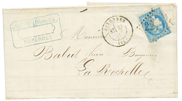 "PIQUAGE De MARENNES Sur BORDEAUX" : 1871 20c BORDEAUX (n°45) Avec Piquage Spécial Obl. GC 2210 + T.17 MARENNES Sur Lett - 1853-1860 Napoléon III.