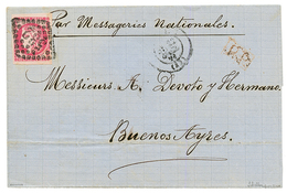 1872 80c BORDEAUX (n°49) Avec 4 Grandes Marges Obl. GC 532 Sur Lettre De BORDEAUX Pour L' ARGENTINE. Signé SCHELLER. TTB - 1870 Uitgave Van Bordeaux