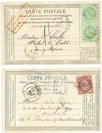 1874 2 CARTES PRECURSEURS Avec 10c Ou 5c(x2) Taxées Dont TAXE 15 D.T. TTB. - 1871-1875 Cérès