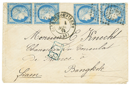 "Tarif PRE-UPU Pour Le SIAM" : 1875 25c CERES (x4) Obl. Ambulant EP2 + GARE DE COMPIEGNE Sur Enveloppe Pour BANGKOK (SIA - 1871-1875 Cérès