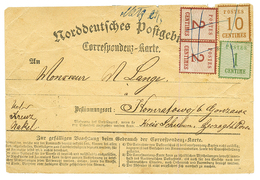 ALSACE-LORRAINE : 1871 1c+ 2c(x2) + 10c Obl. PLUME + "METZ 23/4" Manuscrit Sur CARTE (pd) Pour L' ALLEMAGNE. Combinaison - Sonstige & Ohne Zuordnung