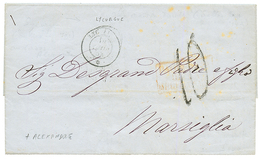 "Oblitérations DOUBLES" : 1853 Paquebot LYCURGUE + ALEXANDRE (verso) Sur Lettre De SALONIQUE Pour MARSEILLE. B/TB. - Poste Maritime