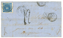 1858 PEROU 1D Bleu + ARICA + GB/2F87 + Taxe 12 Sur Lettre (texte Incomplet) Pour La FRANCE. TTB. - Maritieme Post