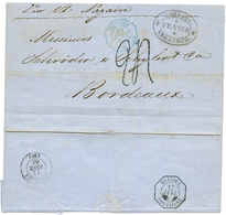 1863 Cachet Rare MEXIQUE LOUISIANE Au Verso D'une Lettre De VERA-CRUZ Pour BORDEAUX. Superbe. - Correo Marítimo