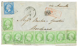 "AMERIQUE" : 5c(n°20)x8 + 20c(n°22) Obl. ANCRE + Paquebot AMERIQUE Sur DEVANT De Lettre. RARE. TB. - Correo Marítimo