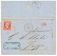 "Oblitérations Doubles Pour JAFFA (PALESTINE)" : 1866 80c(n°24) Obl. ANCRE + Paquebot SAID 10 Fev 66 + Paquebot NIL 28 F - Maritieme Post