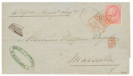 "GROS CHIFFRE GC 2240 En ROUGE" : 1869 ITALIE 40c Obl. GC 2240 En ROUGE Sur Lettre De PALERMO ( SICILY ) Pour MARSEILLE. - Maritieme Post