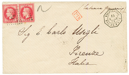 CHILI - LIGNE F : 1873 80c (n°32)x2 Pd Obl. ANCRE + Cachet Trés Rare VALPARAISO PAQ. FR F N°2 Sur Enveloppe (Double Port - Posta Marittima