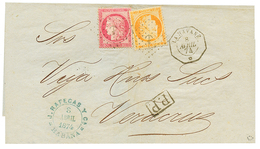 1874 40c SIEGE + 80c CERES Obl. ANCRE + LA HAVANE Sur Lettre Pour VERA-CRUZ(MEXIQUE). RARE. Superbe. - Maritime Post