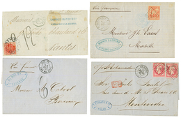 3 Lettres : N°24x2 Pour MONTEVIDEO, CG 40c Obl. MQE, GUYANE + 1 DEVANT (VENEZUELA 1d + Taxe 12). TB. - Poste Maritime