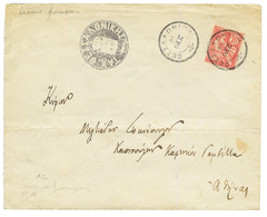 LEVANT : 1912 10c Obl. Cachet Grec + Cachet Negatif Sur Env. Pour ATHENS (GRECE). RARE. TTB. - Sonstige & Ohne Zuordnung