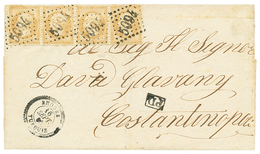 RHODES : 1866 10c(n°21)x4 Obl. GC 5094 + RHODES TURQUIE Sur Lettre Pour CONSTANTINOPLE. Léger Pli Sur 1 Timbre. Combinai - Altri & Non Classificati