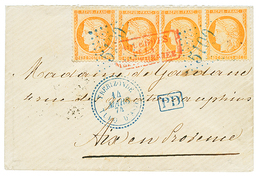 1874 40c SIEGE (n°38)x 4 Obl. GC 5100 Bleu + TREBIZONDE TURQUIE D' ASIE Sur Lettre Pour La FRANCE. Trés Rare Double Port - Other & Unclassified