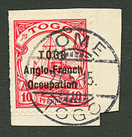 TOGO : Tirage De SANASANE MANGU 10pf (n°56) Obl. Sur Fragment. Cote 370€. Signé SCHELLER. Superbe. - Otros & Sin Clasificación