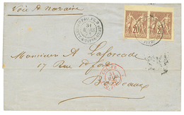 1878 CG Superbe Paire Du 20c SAGE Obl. PAQ. FR POINTE A PITRE Sur Lettre Pour La FRANCE. Luxe. - Altri & Non Classificati