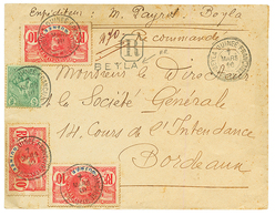 GUINEE : 1910 5c+ 10c(x3) Obl. BEYLA GUINEE FRANCAISE POSTES + Cachet Rare De RECOMMANDATION(Fabrication Locale) R Encad - Otros & Sin Clasificación