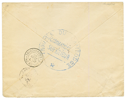 "1ère EXPEDITION DU CAMBODGE" : 1888 Grand Cachet Bleu TROUPES DU CAMBODGE Au Verso D'une Enveloppe De Militaire Pour La - Other & Unclassified