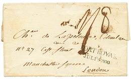 "Cachet Anglais FORT ROYAL - 2éme Occupation ANGLAISE" : 1800 Cachet Rarissime FORT ROYAL/ JUL 16 1800 Sur Lettre Avec T - Autres & Non Classés