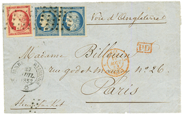 1853 FRANCE Superbe 1F CARMIN (n°6) + Paire 25c CERES (n°4) Obl. ROULEAU De GROS POINTS + ST PIERRE MARTINIQUE Sur DEVAN - Autres & Non Classés