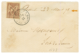 "Marque Manuscrite TRINITE" : 1878 CG SAGE 20c Obl. Plume + MARTINIQUE GROS-MORNE + Marque Manuscrite "TRINITE 23 Mars 7 - Sonstige & Ohne Zuordnung