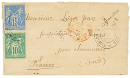 NOUVELLE CALEDONIE : 1880 CG 10c + 15c SAGE Obl. NOUMEA Sur Lettre Pour La FRANCE. RARE. TTB. - Andere & Zonder Classificatie