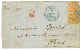 REUNION : 1862 AIGLE 10c + 40c + Grand Cachet Bleu ST DENIS Sur Lettre Pour PARIS. TTB. - Andere & Zonder Classificatie